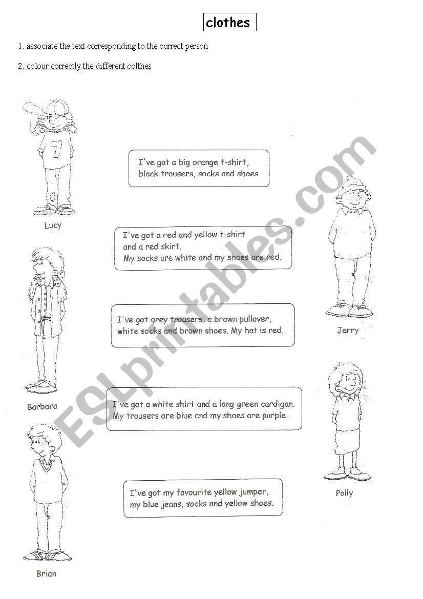 whose clothes are they ? worksheet