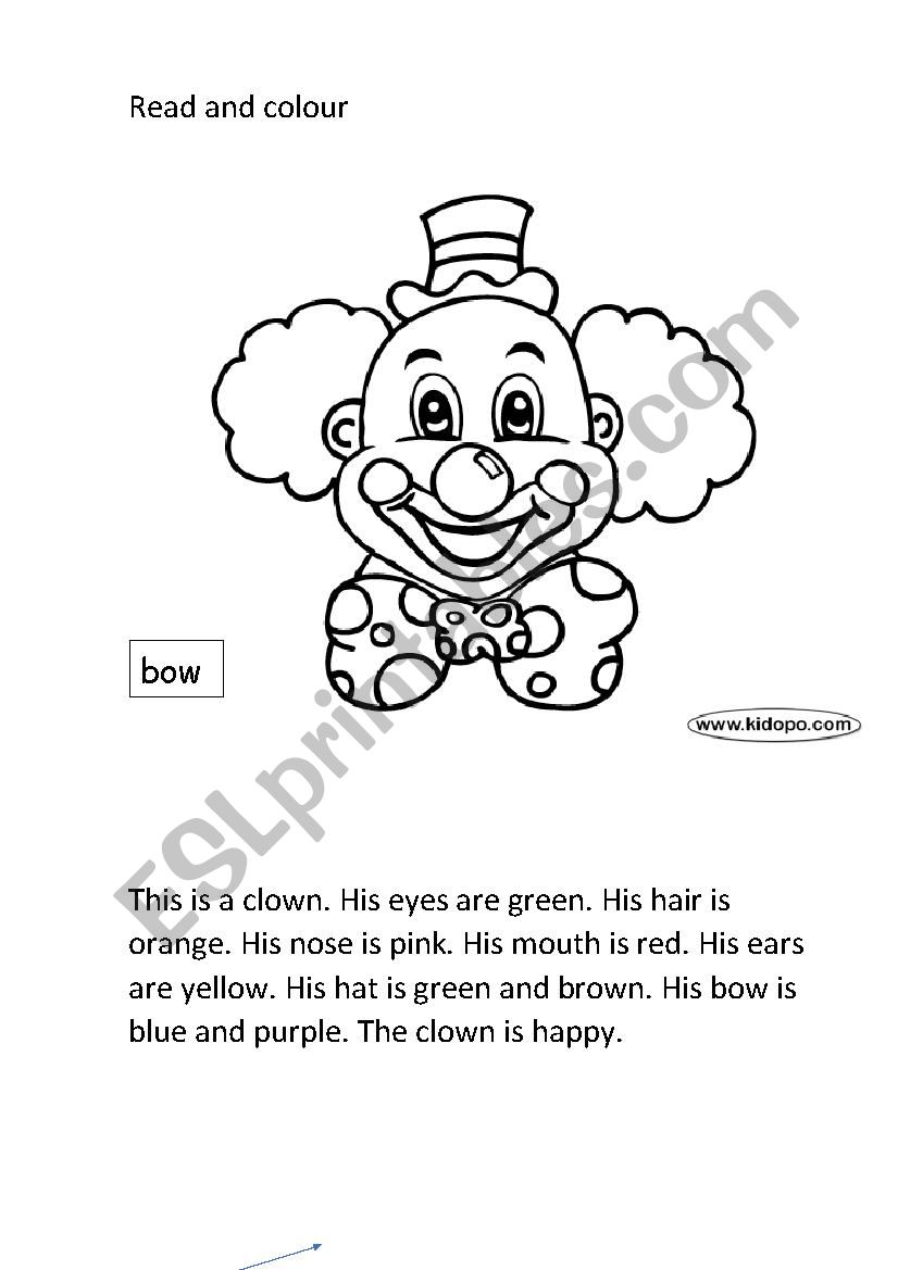 Colour the clown! worksheet