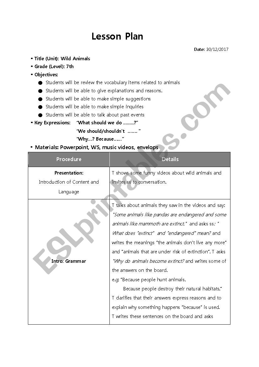 Lesson plan worksheet