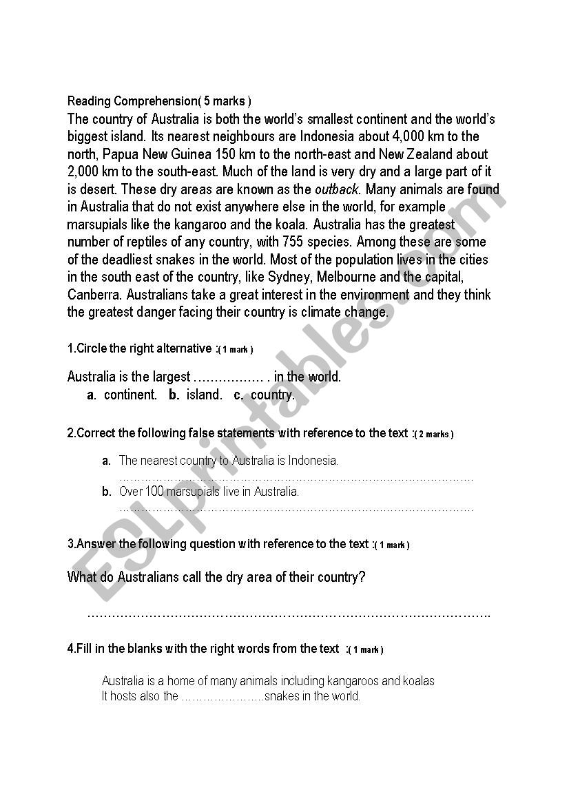 END OF SEMESTER TEST 7TH FORM worksheet