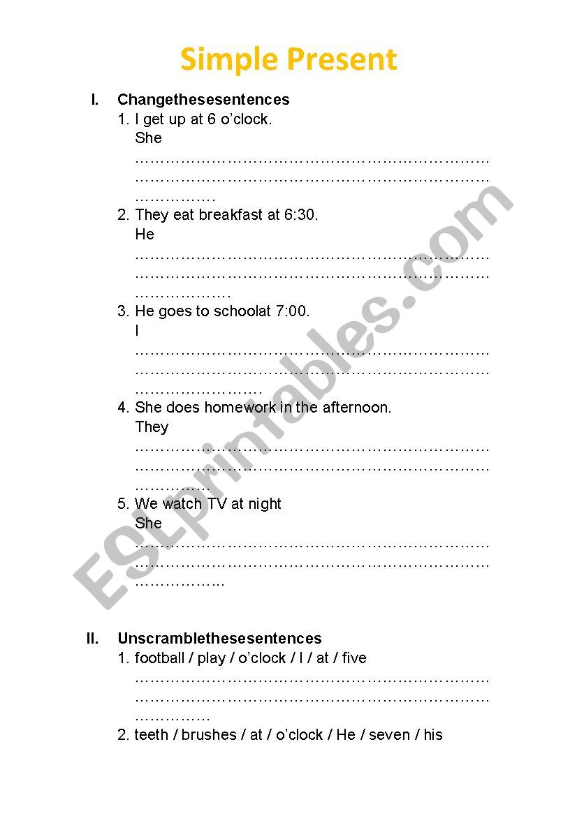 Present Simple  - The time worksheet