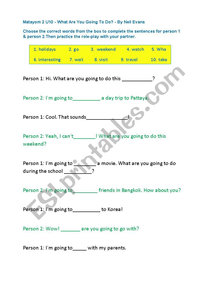 What Are You Going To Do? worksheet