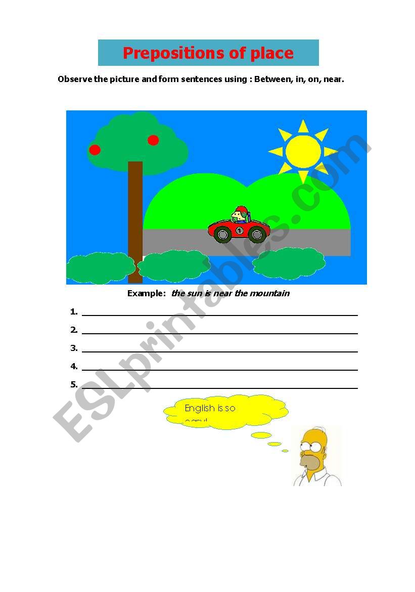 prepositions of place worksheet