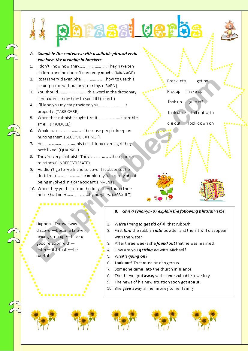 phrasal verbs worksheet