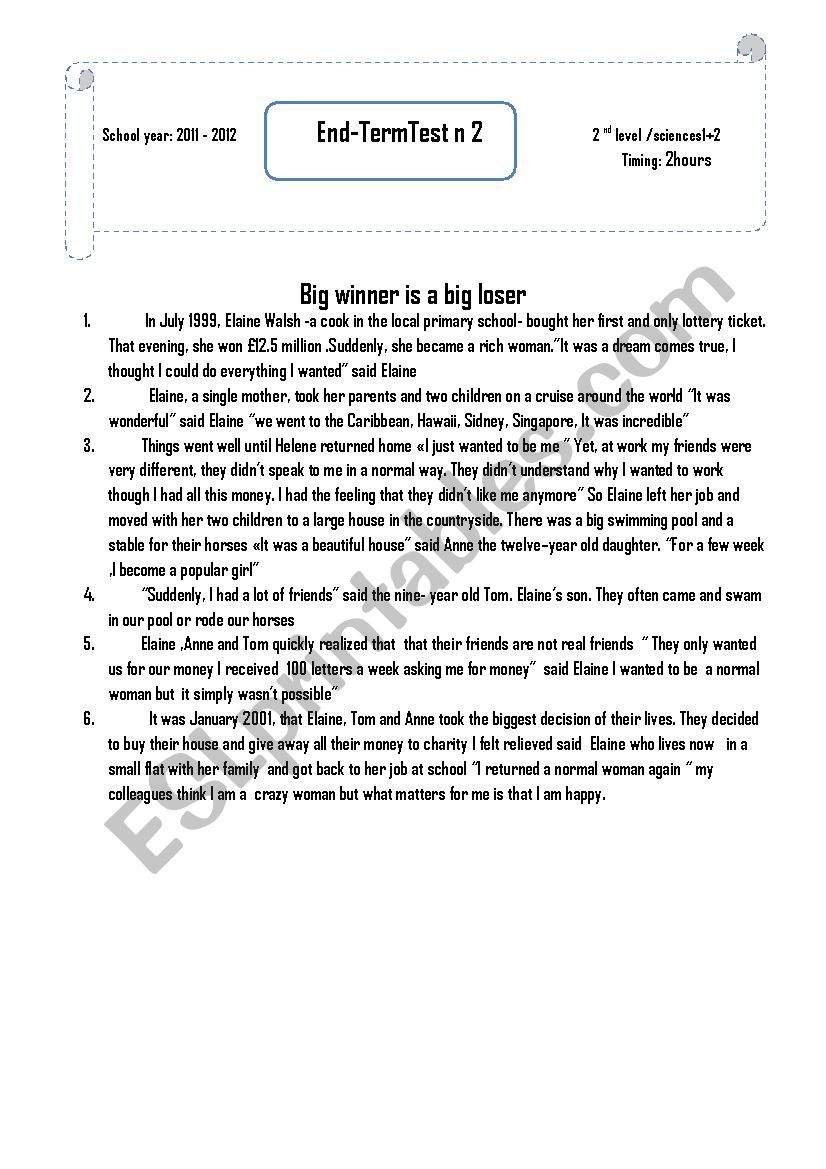 End of term test n1 worksheet