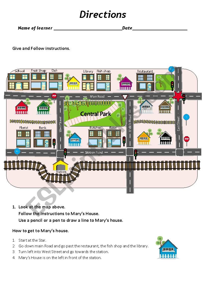 Give + follow directions exo worksheet