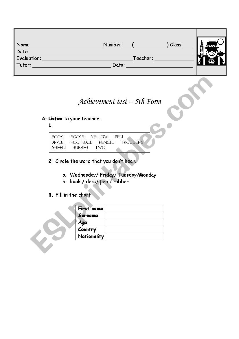 Test worksheet