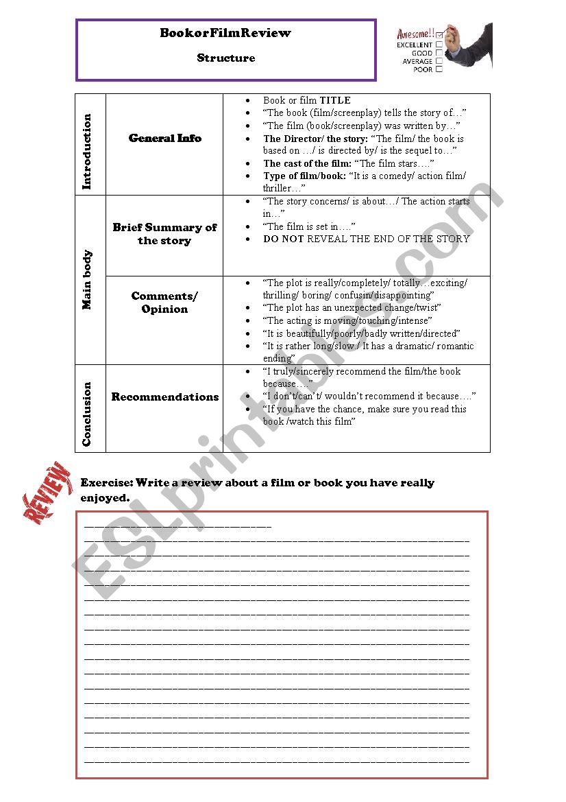 Review - Film/Book  worksheet