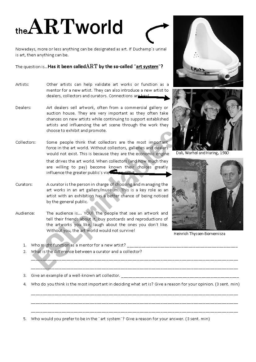 The ART World worksheet