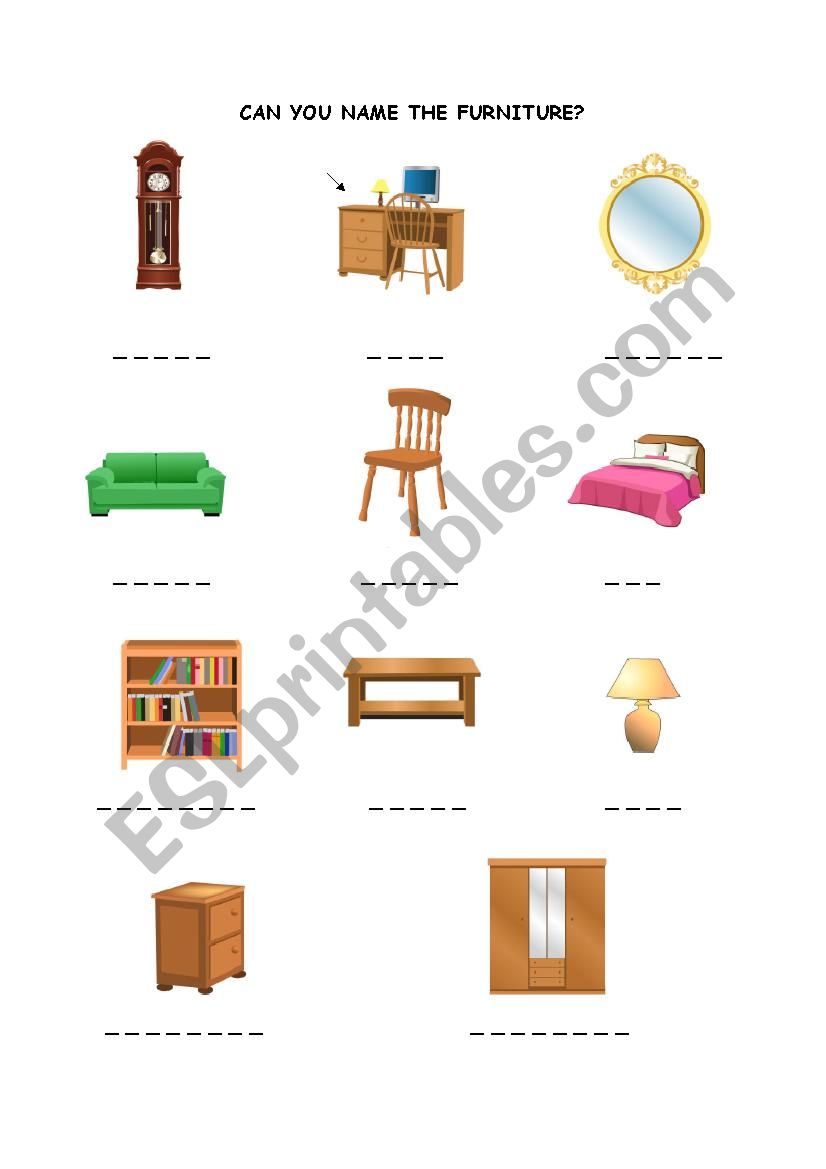 FURNITURE ELEMENTARY VOCABULARY