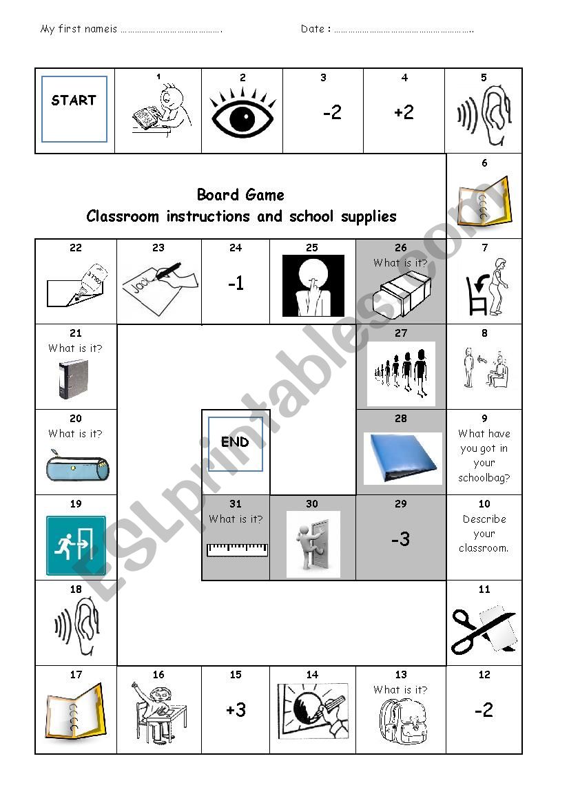 Classroom instructions and school supplies 