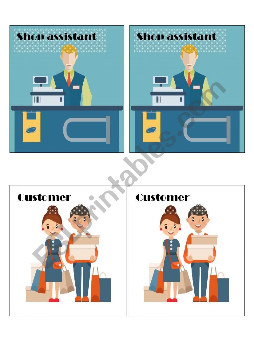 shopping customer and assistant role play tags