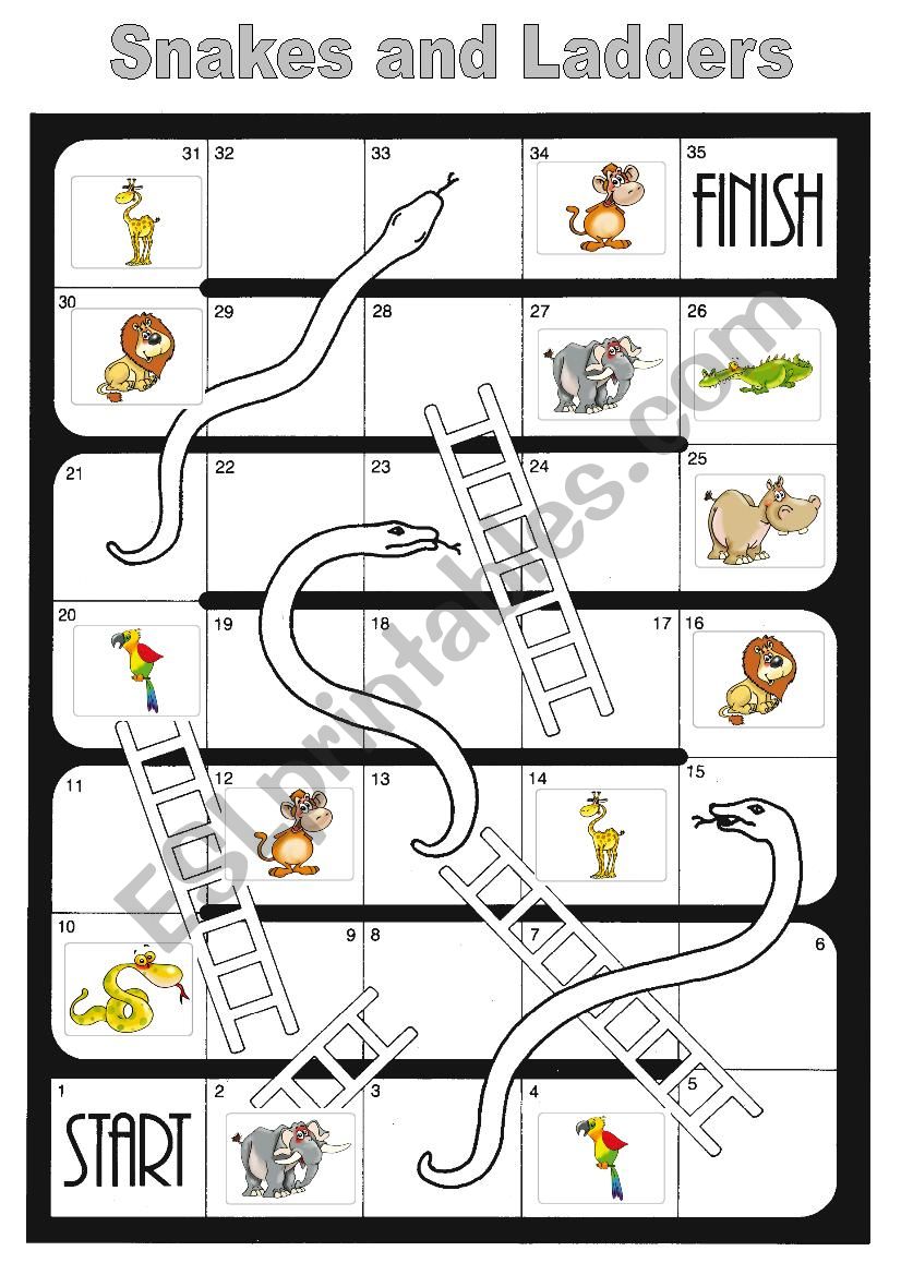 snakes and ladders boardgame about animals