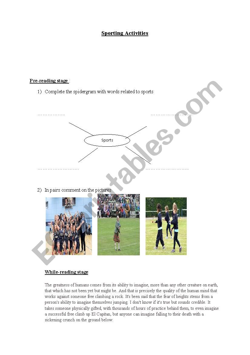 sport is success worksheet