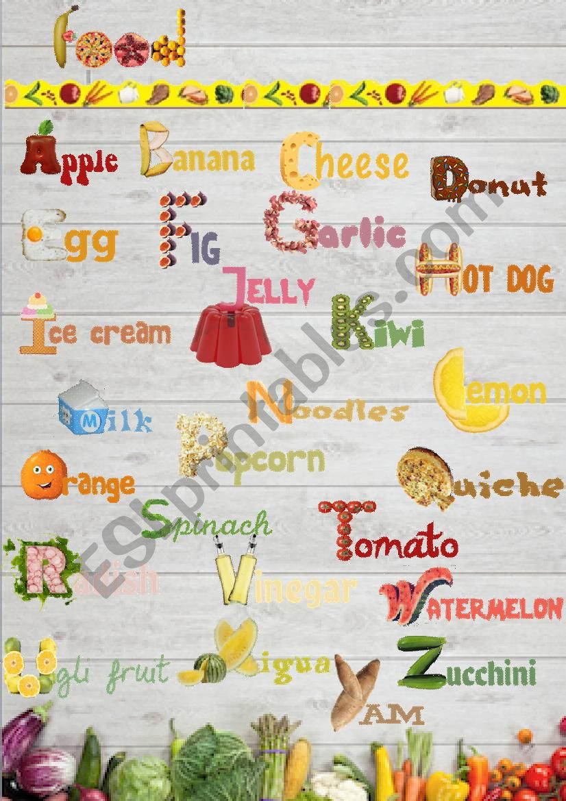 Food Alphabet worksheet