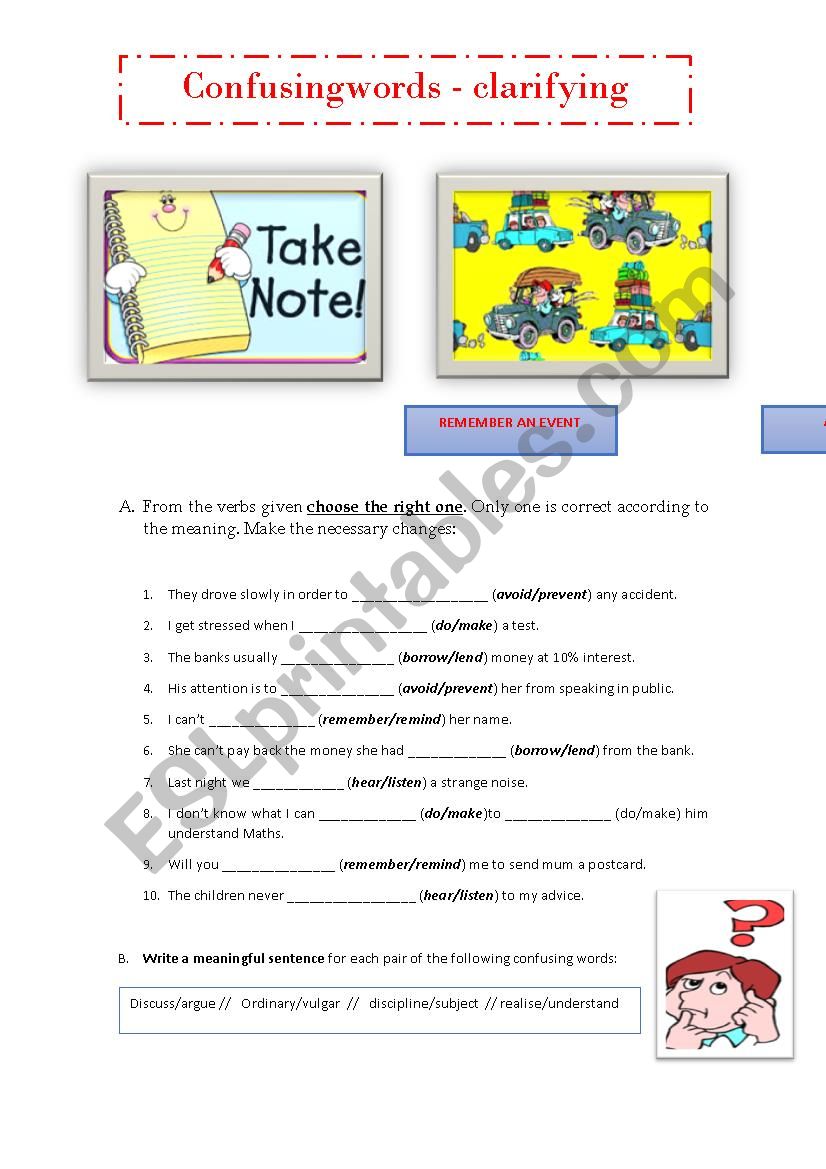 WORKSHEET ABOUT CONFUSING WORDS