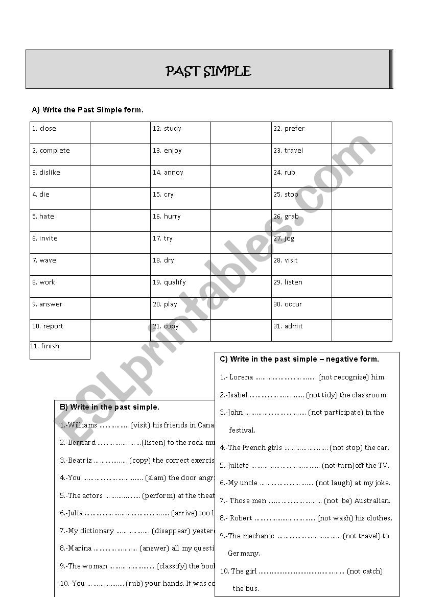 Past Simple worksheet