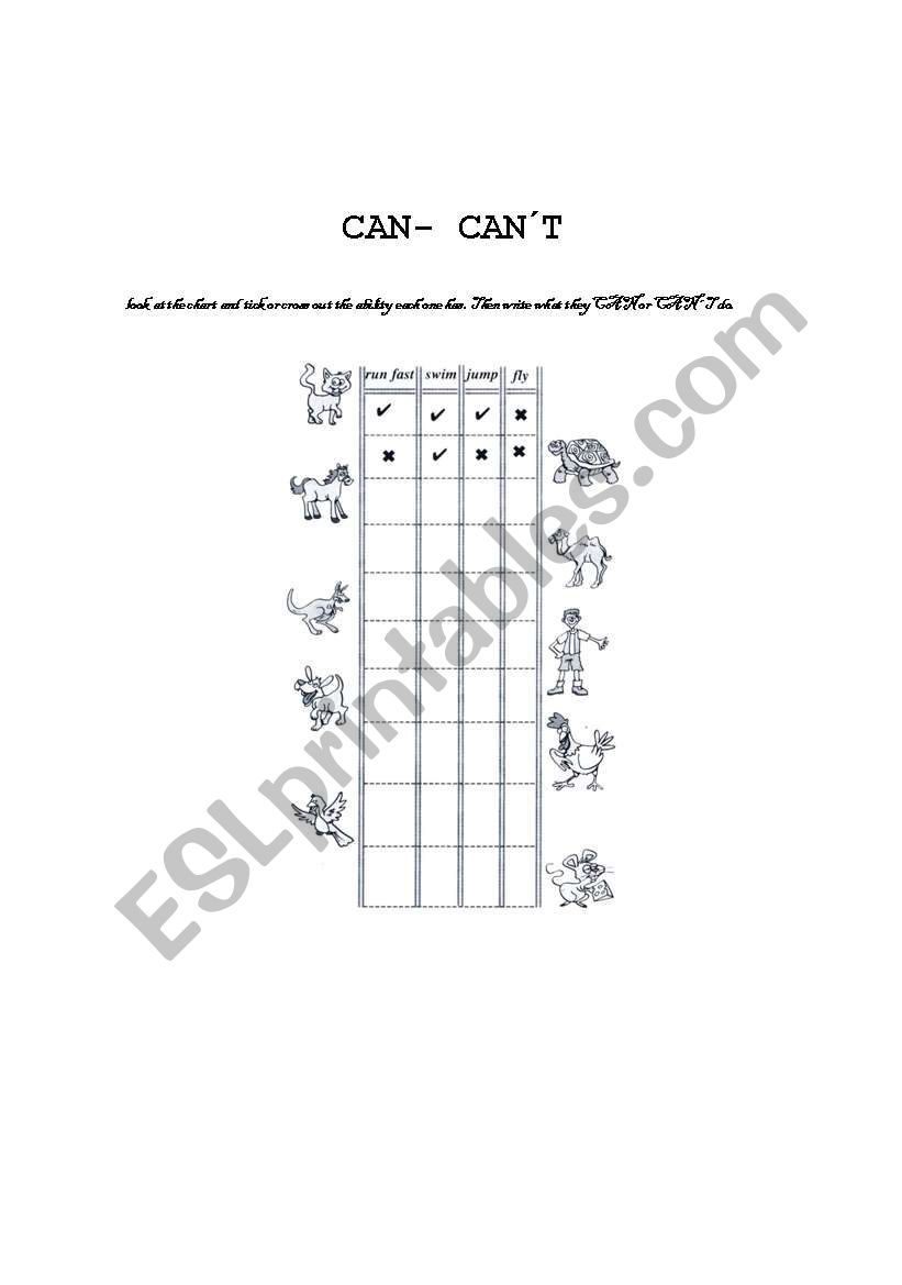 CAN-CANT  worksheet