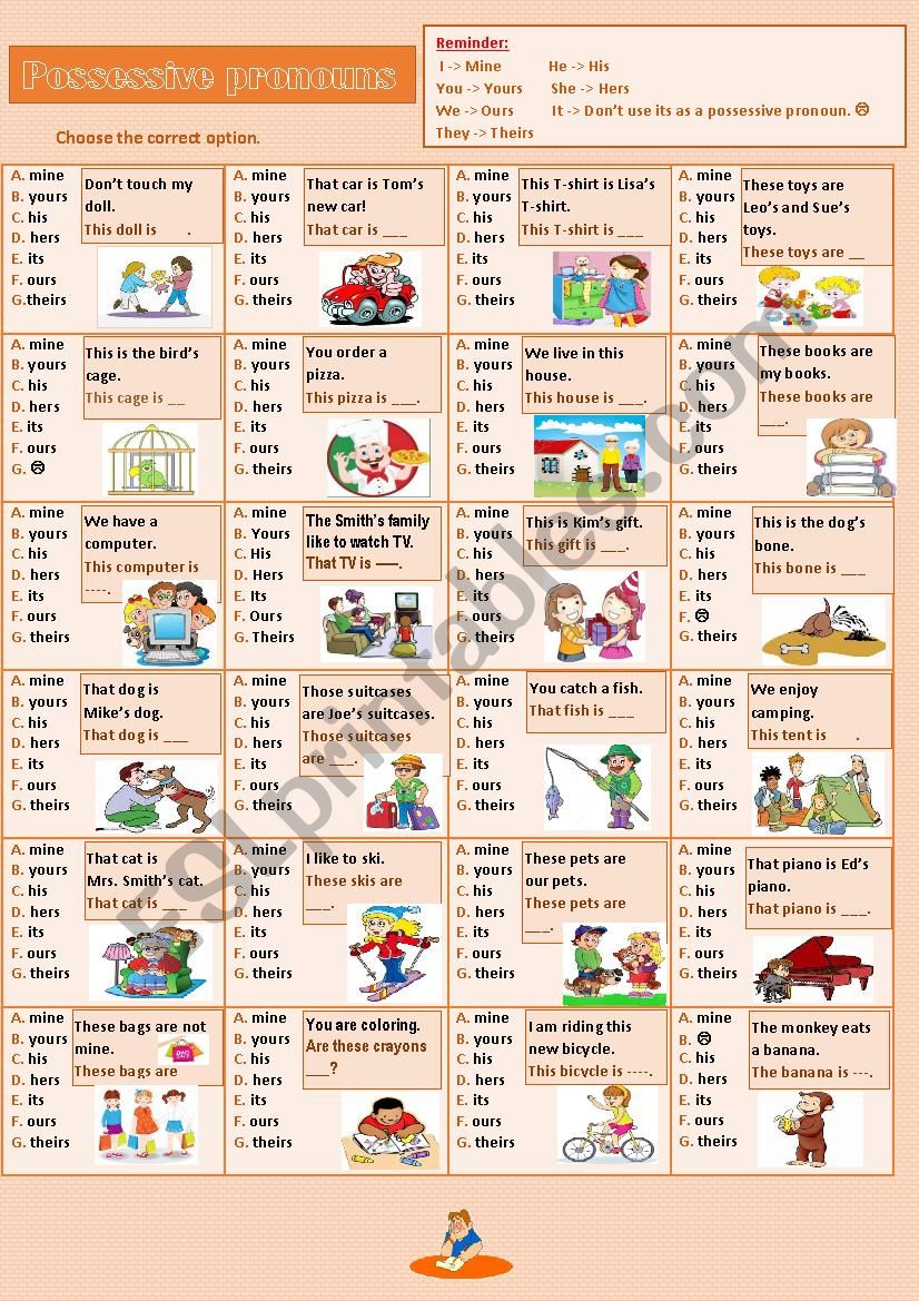 Possessive pronouns worksheet