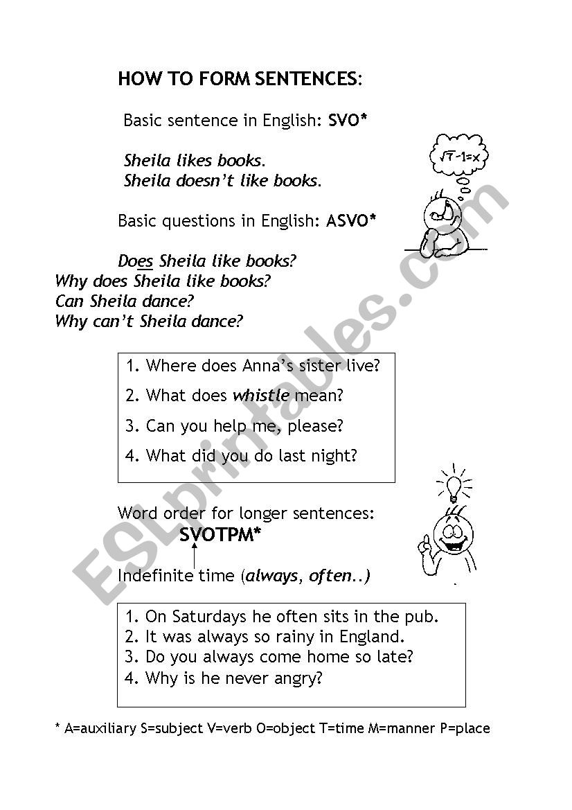 word order worksheet