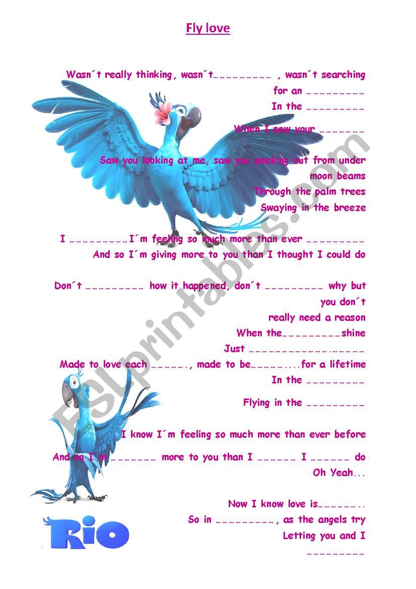 Fly love worksheet