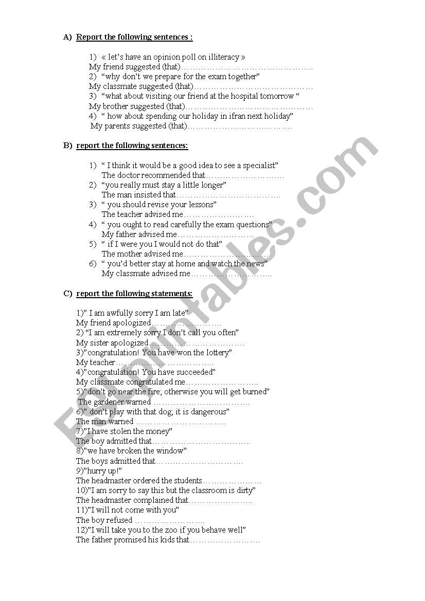 grammar worksheet