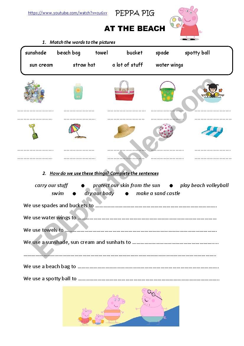 Peppa Pig At the Beach worksheet