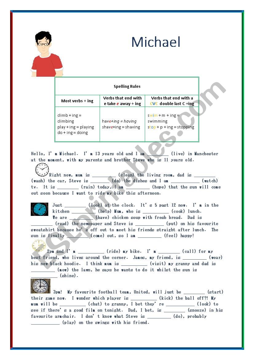 Michael - present continuous worksheet