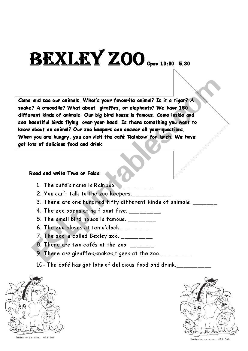 reading worksheet