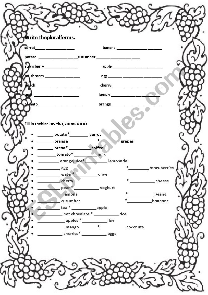 plural forms worksheet