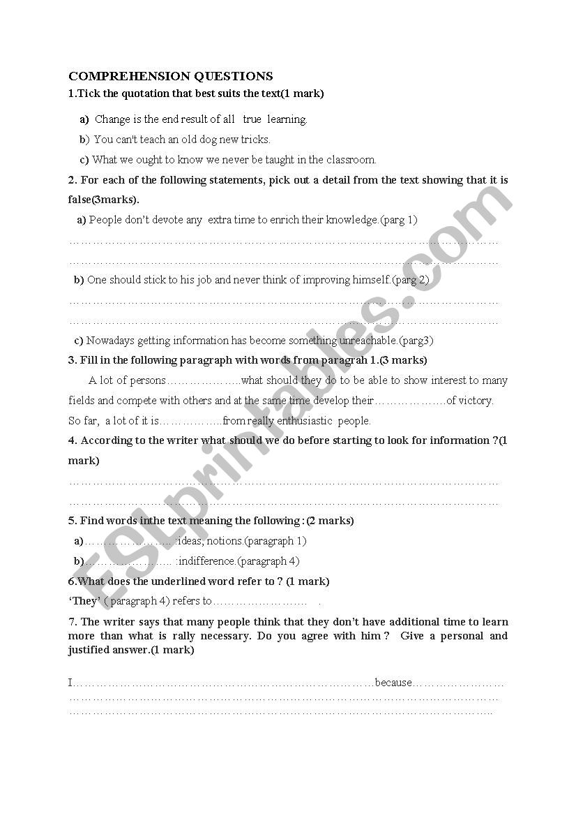 End of semester 1 test (scientific sections)