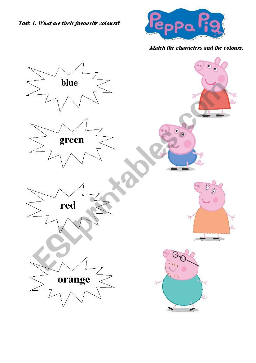 Peppa pig Rainbow (colours) worksheet