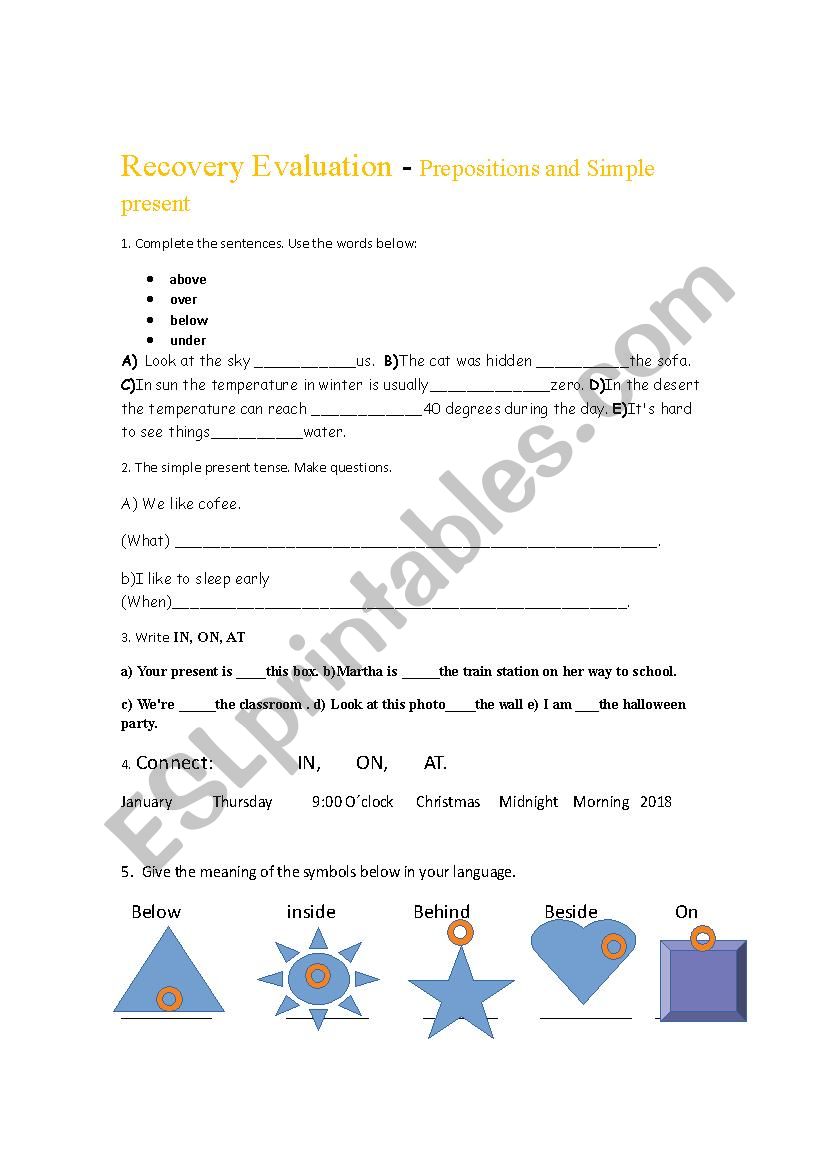 Prepositions and SImple present