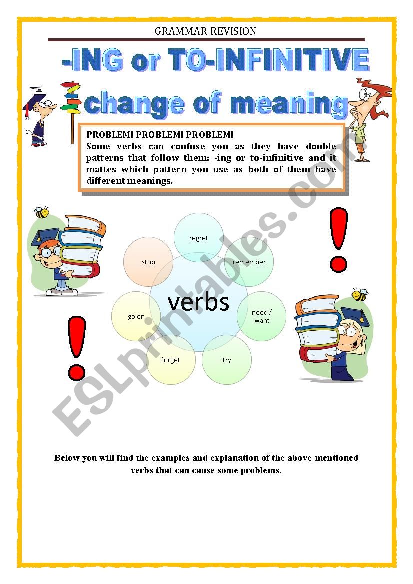 GRAMMAR REVISION - ING or TO INFINITIVE (part 1)