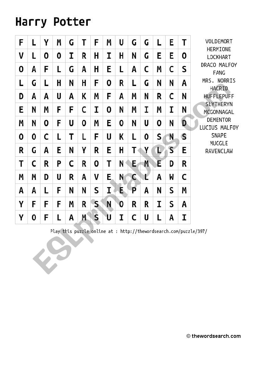 word search worksheet
