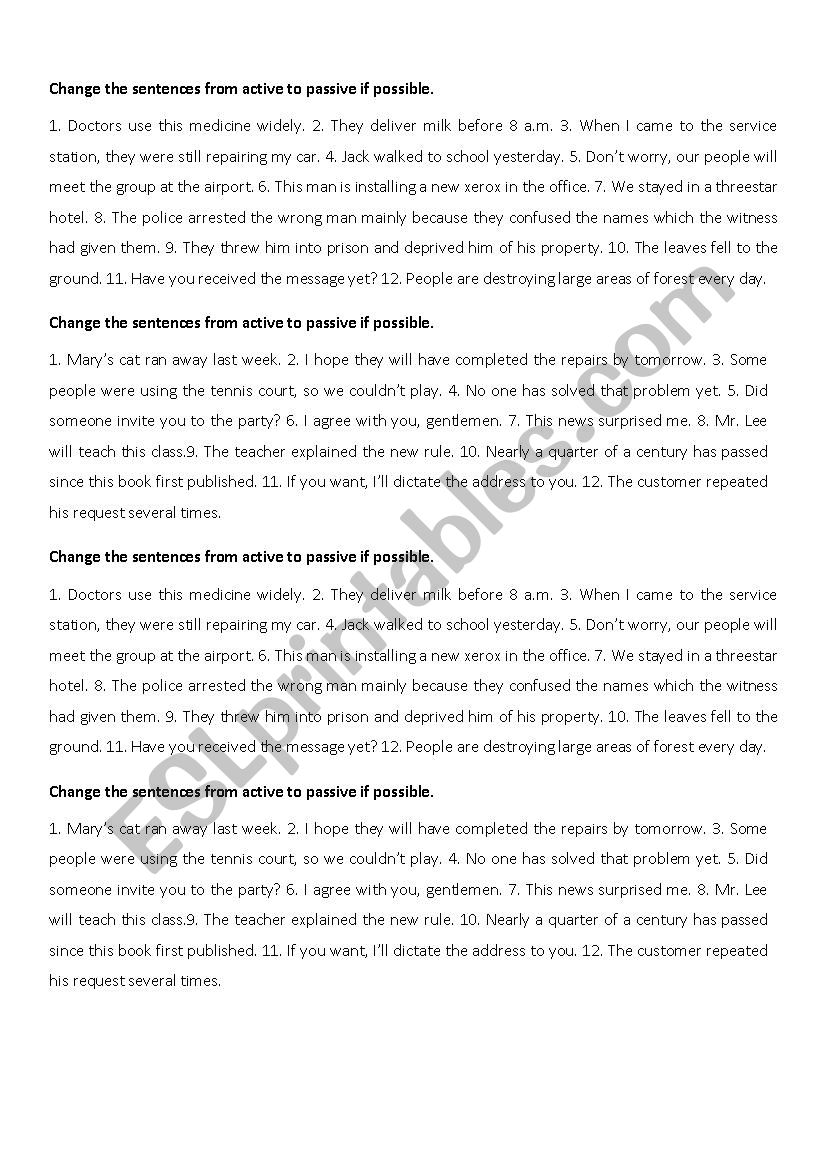 Worksheet passive voice worksheet