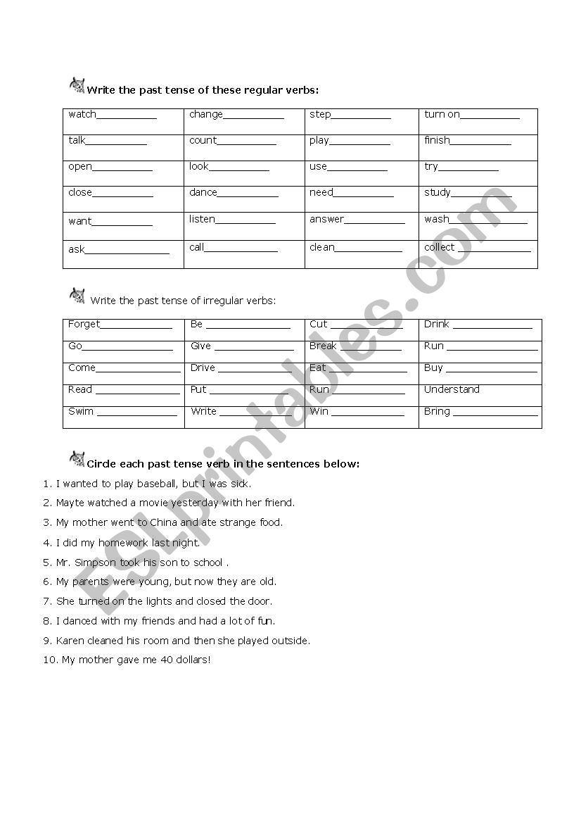 Simple past exercises worksheet