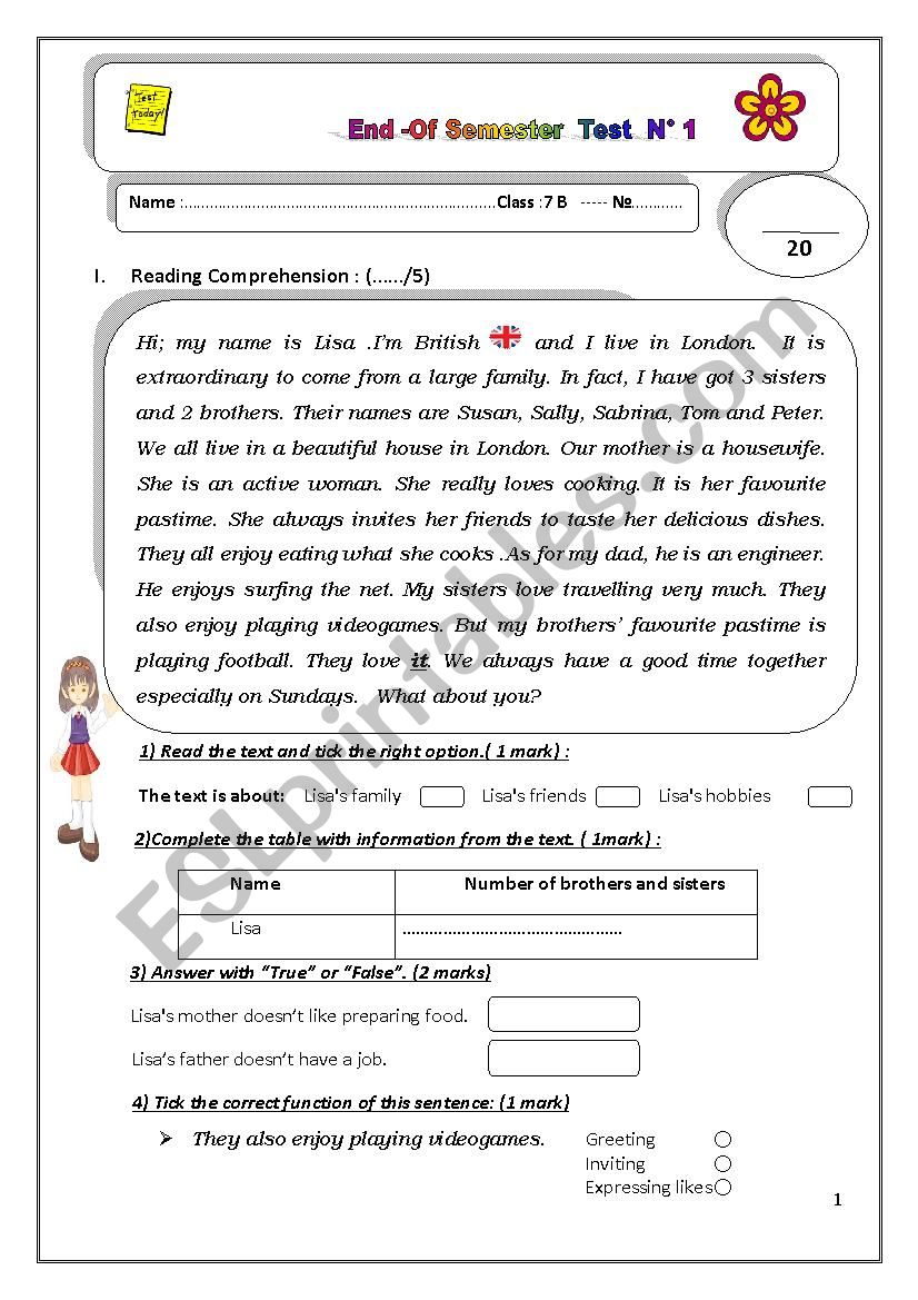 7th form full semester test n1