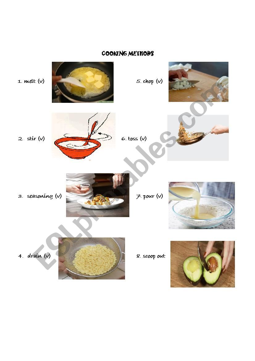 Cooking Methods worksheet