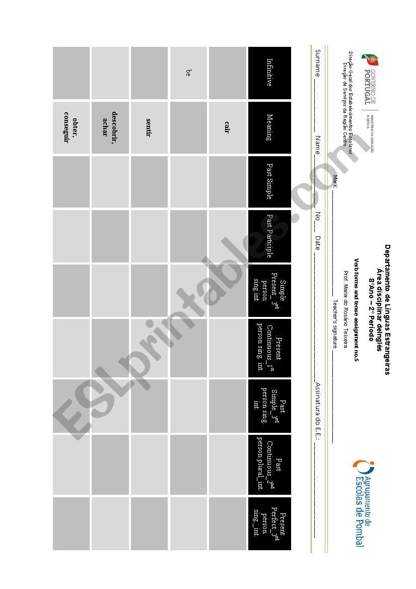 Verb forms and tenses worksheet
