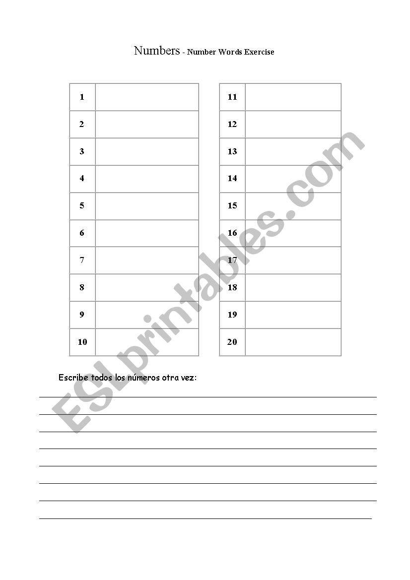 numbers and colours worksheet