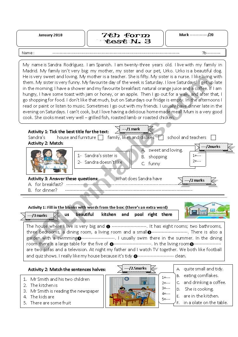 READING comprehension and language activities 