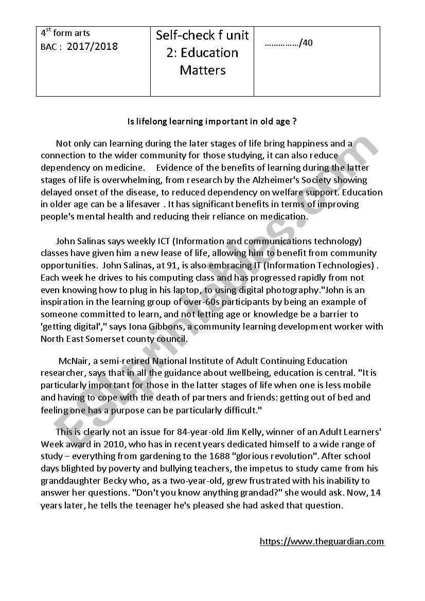 Is lifelong learning important in old age ?