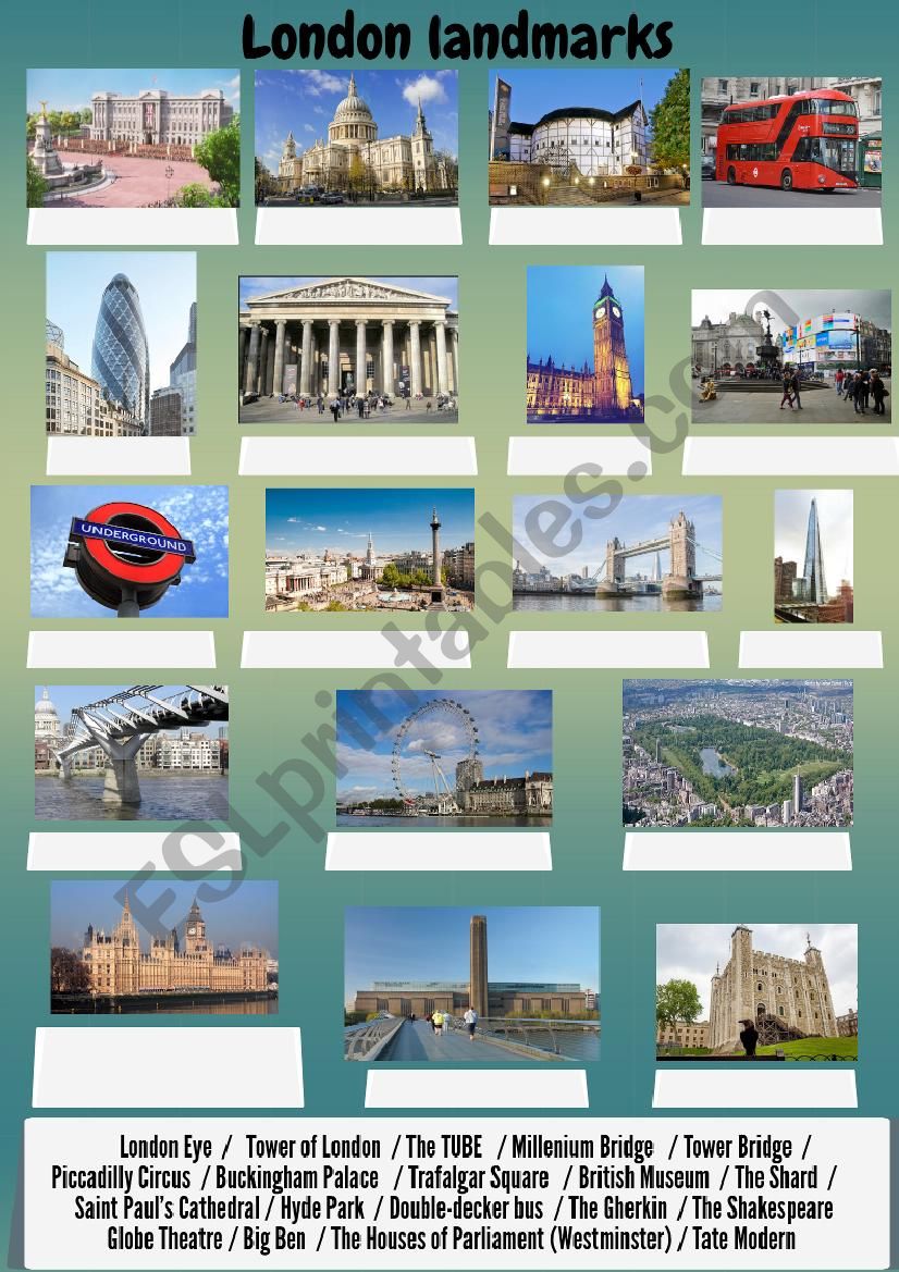 London Landmarks worksheet