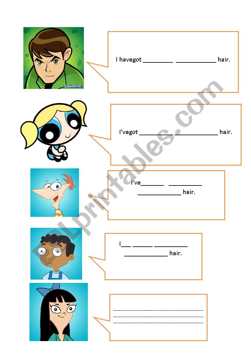 IÂ´ve got (hair) worksheet