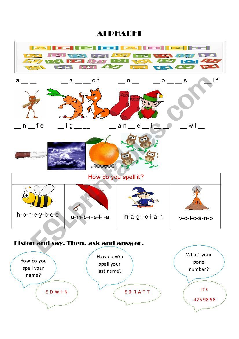 alphabet worksheet