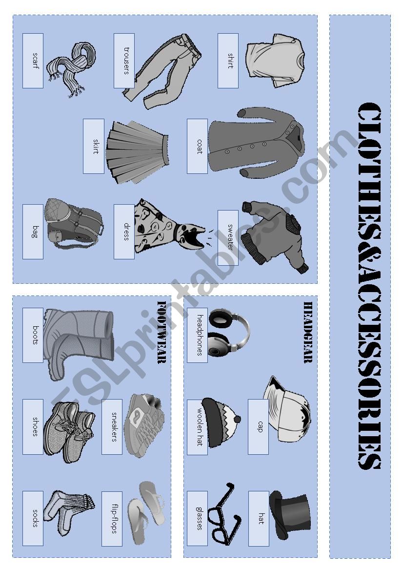vocabulary sheet clothes & accessories