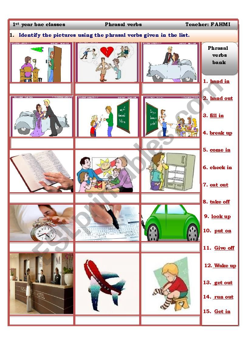 phrasal verbs worksheet