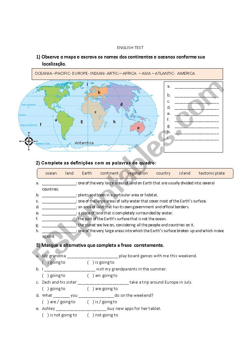 english test worksheet