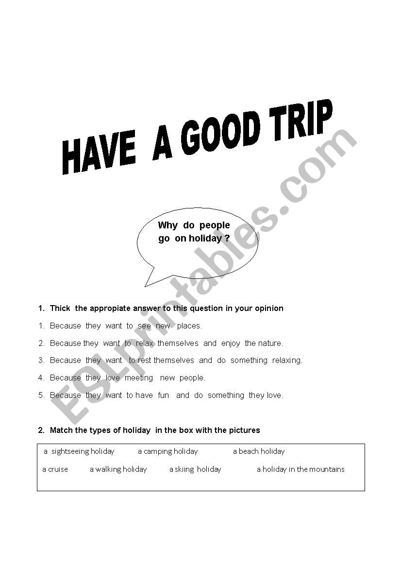 HAVE A TRIP worksheet